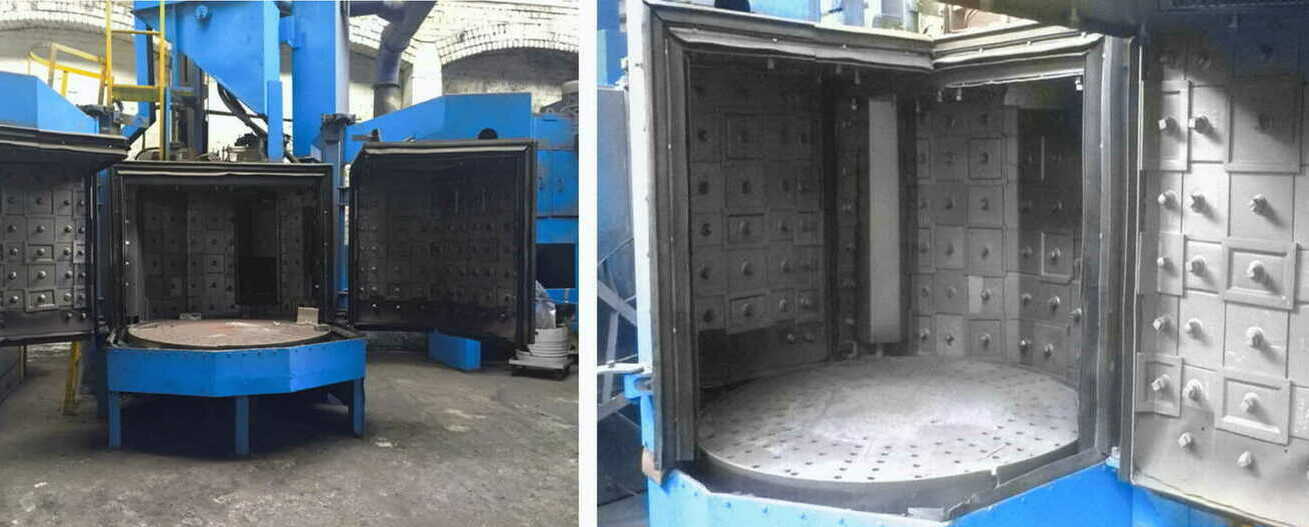 Дробемет с вращающимся столом